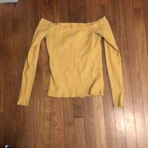 Yellow off the shoulders long sleeve shirt